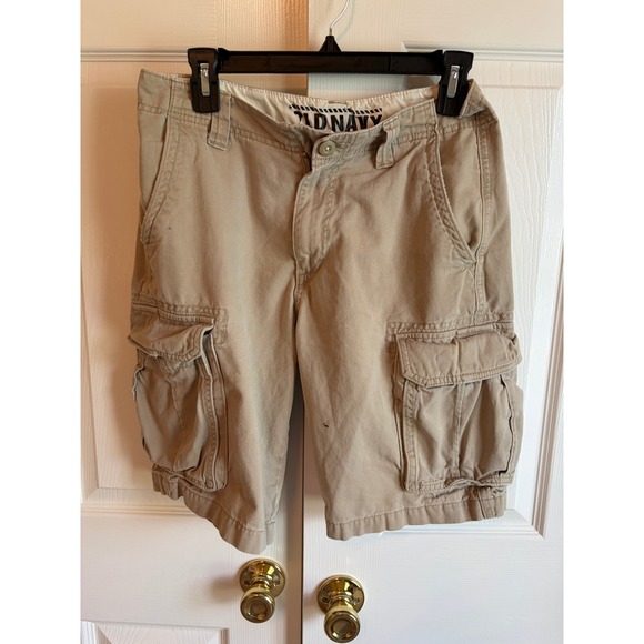 Old Navy Other - Old Navy Mens Khaki Tan Cotton Twill Cargo Shorts Size 28 Casual Utility